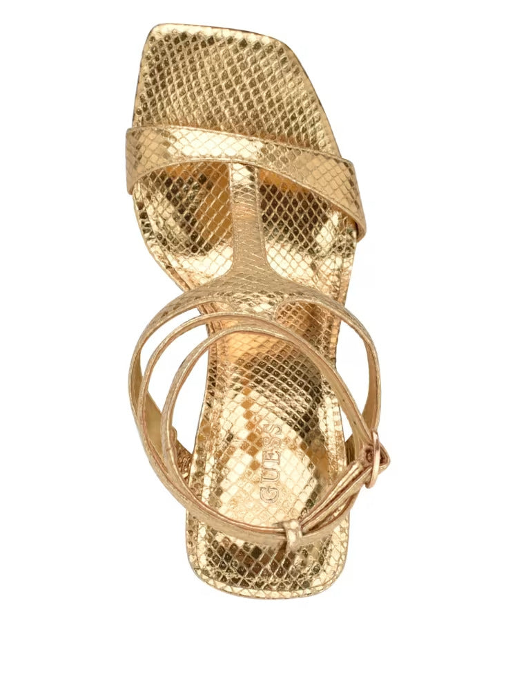 Guess Bacio Metallic T-Strap Wedge Heels