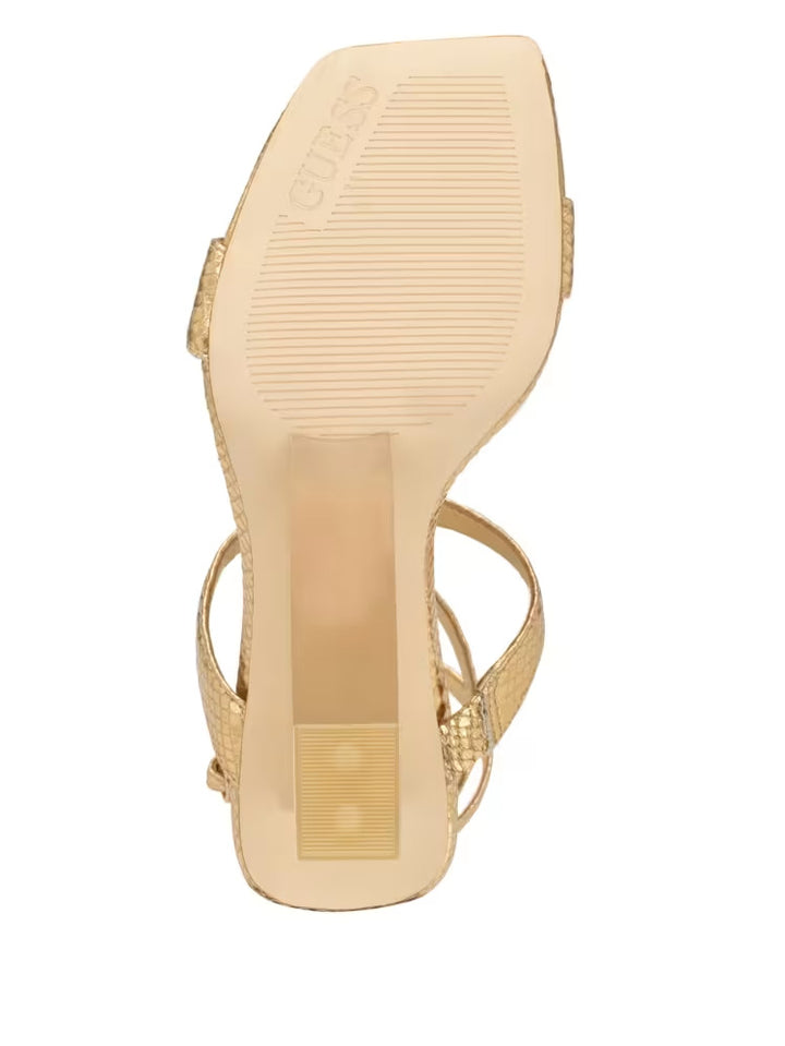 Guess Bacio Metallic T-Strap Wedge Heels