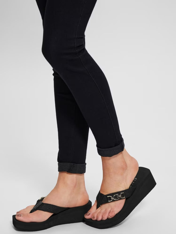 Guess Edany Denim G Buckle Wedge Sandals