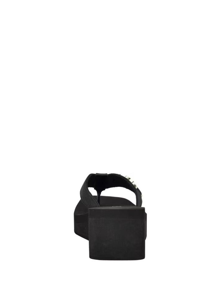 Guess Edany Denim G Buckle Wedge Sandals