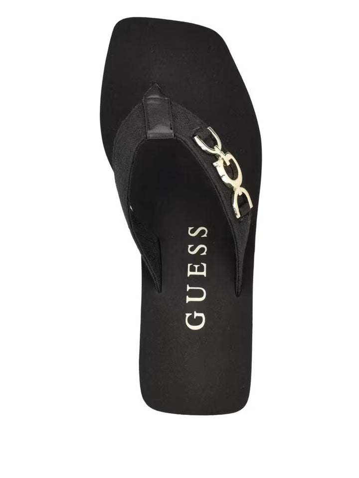 Guess Edany Denim G Buckle Wedge Sandals
