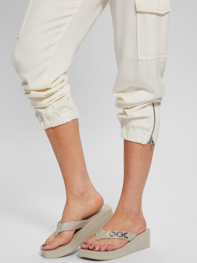 Guess Edany Denim G Buckle Wedge Sandals