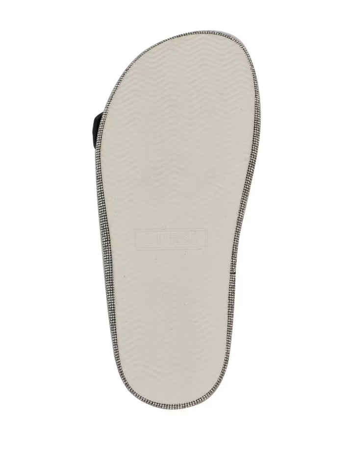 Guess Funzya Embellished Two-Strap Denim Slides