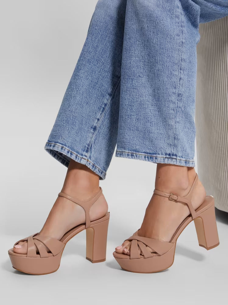 Guess Haylo Crisscross Platform Block Heels