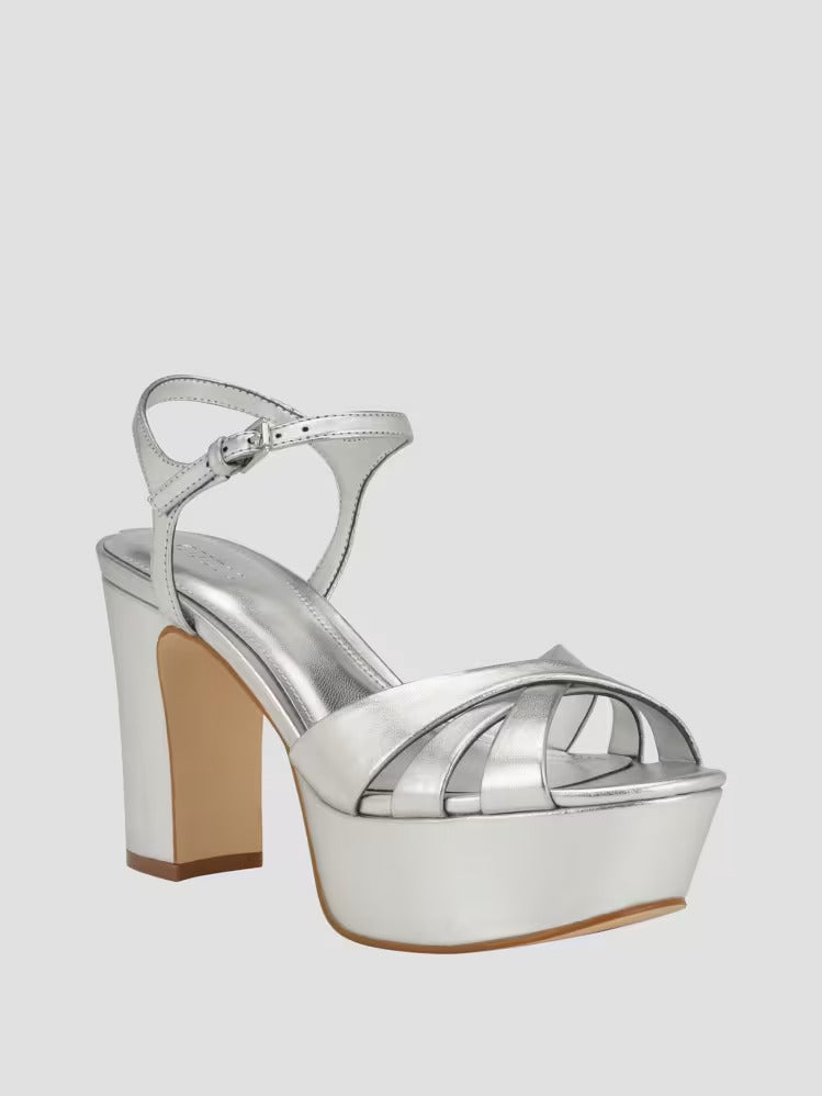 Guess Haylo Crisscross Platform Block Heels