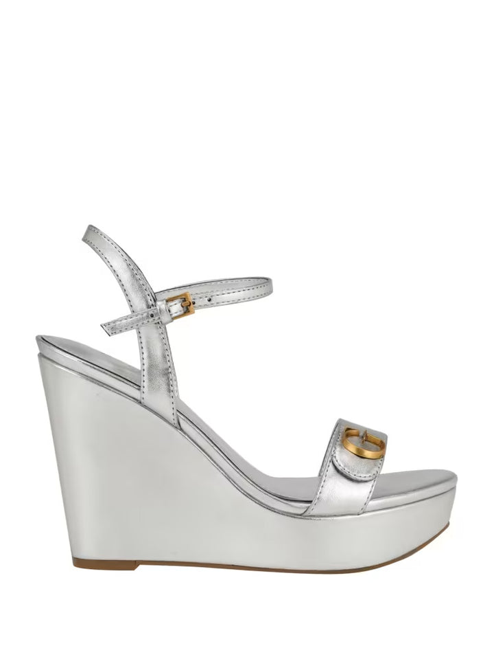 Guess Himifa Shimmer Metallic G Wedge Sandals
