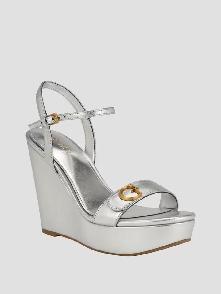 Guess Himifa Shimmer Metallic G Wedge Sandals