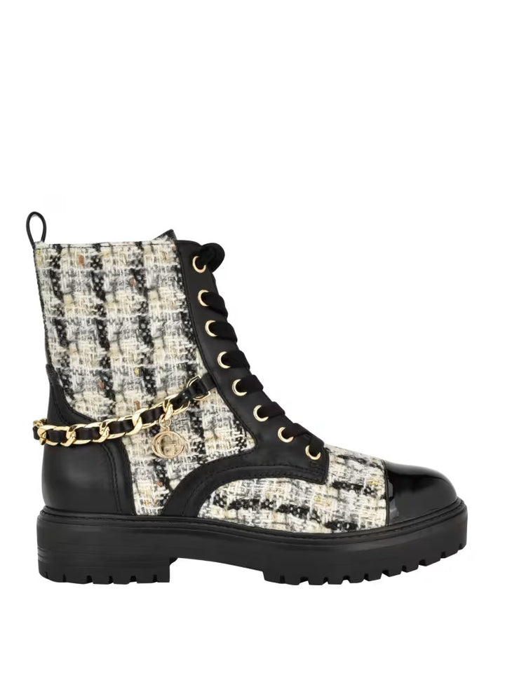 guess Jellarda Tweed Chain Moto Boots
