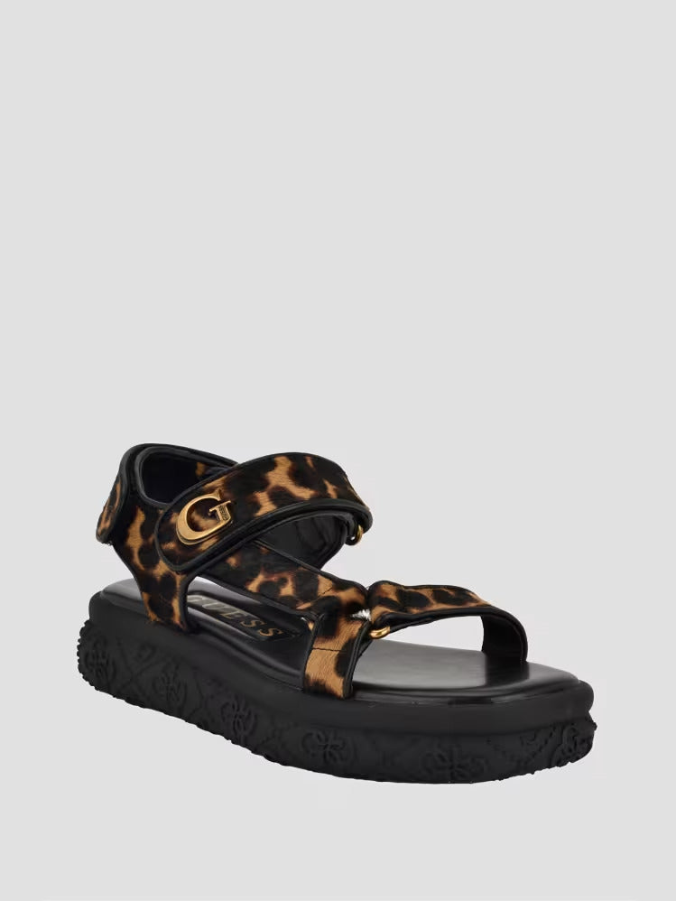 Guess Lanara Leopard Strapped Sandal