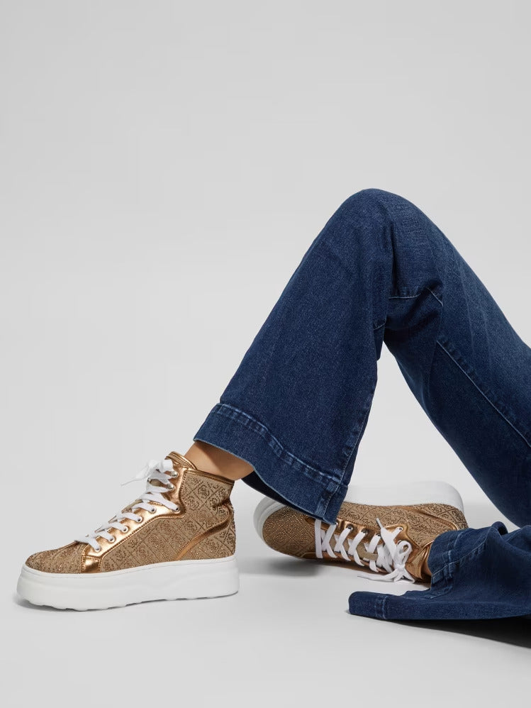 Guess Rhinestone Quattro G High-Top Sneakers