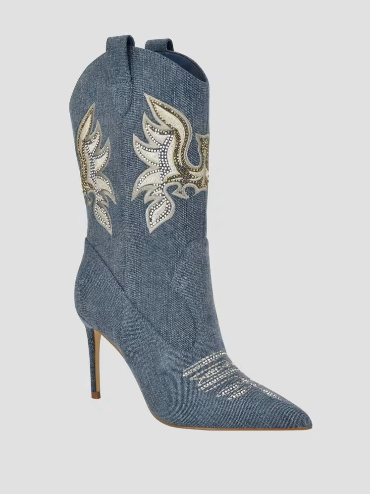 Guess Rasima Blue Denim Booties