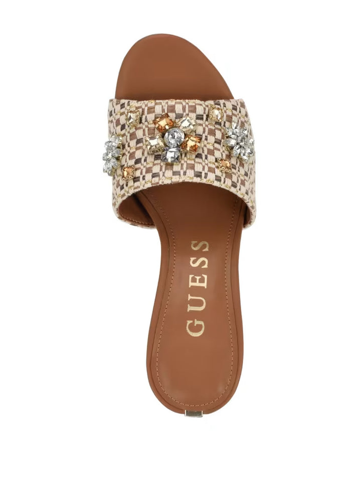 Guess Weekful Woven Rhinestone Mules