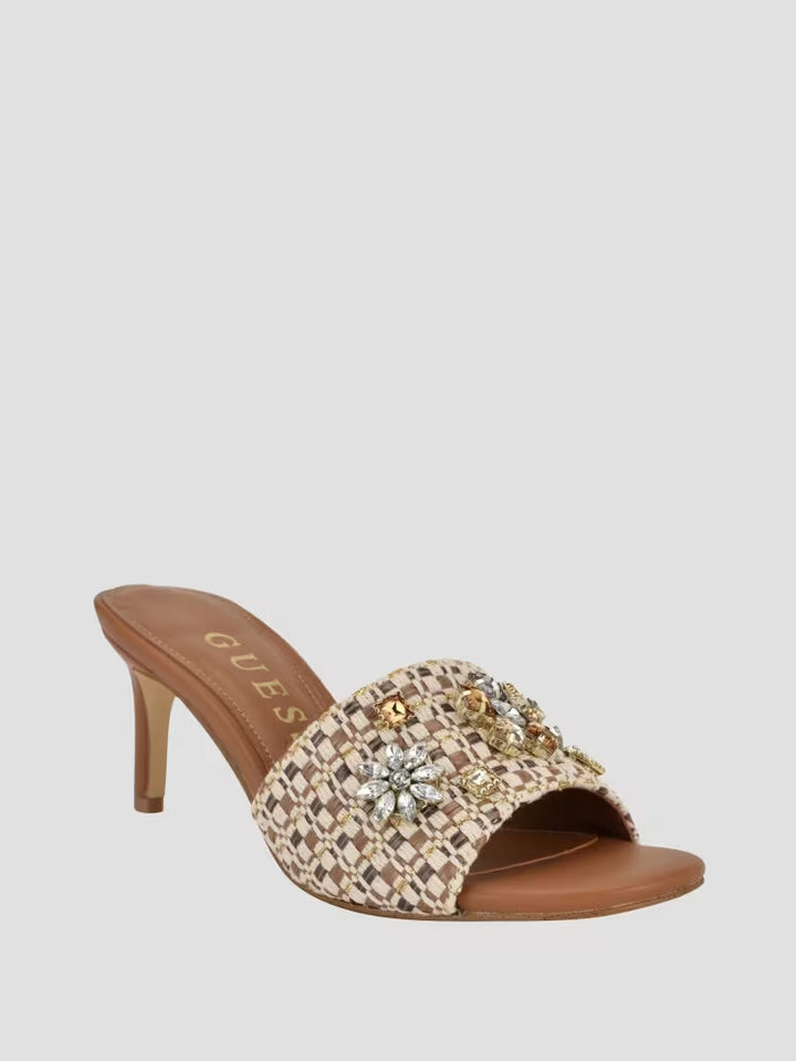 Guess Weekful Woven Rhinestone Mules