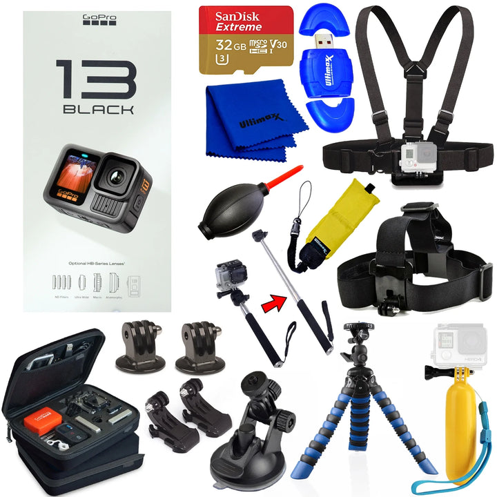 Pixel Hub GoPro HERO 13 HERO13 Black 5.3K HDR 27MP Action Camera - 15PC Accessory Bundle