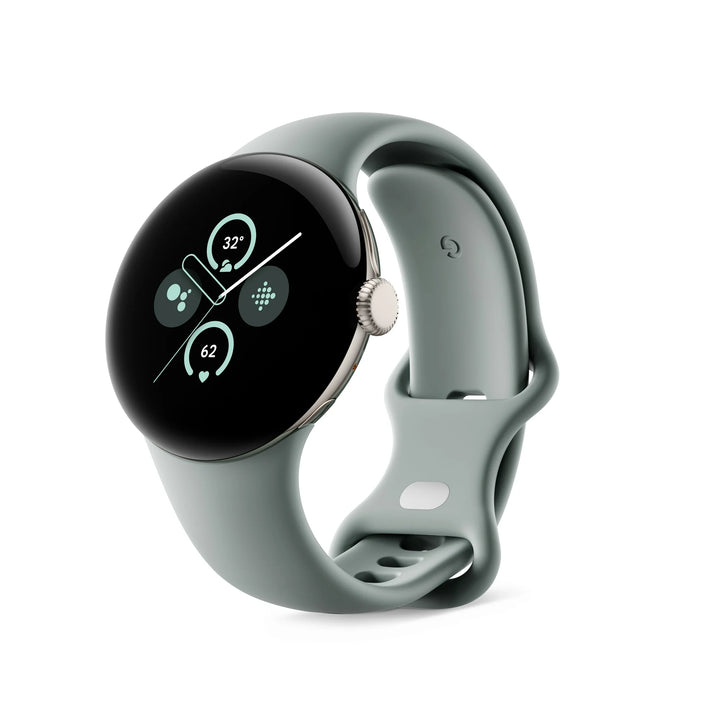 Google Pixel Watch 2 with the Best of Fitbit and Google - Heart Rate Tracking, Stress Management, Safety Features - Android Smartwatch - Champagne Gold Aluminum Case - Hazel Active Band - Wi-Fi