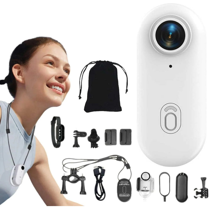 ‎HONGYUE Gosnap - Go Snap Camera, Go Snap Body Cam, Gosnap - Thumb Camera, HD 1080P/4K Pocket Action Cam, Wearable Necklace with 360° RotationSpring Clip, Mount Anywhere, Hands-Free POV Recording (White-1080P)