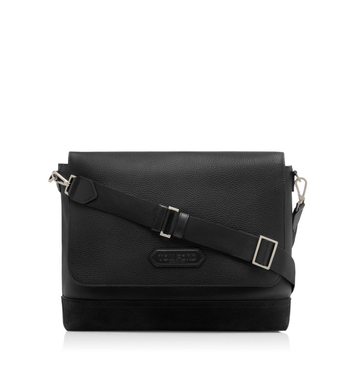 TOM FORD LEATHER AND SUEDE CHIC SPORT FLAP MESSENGER