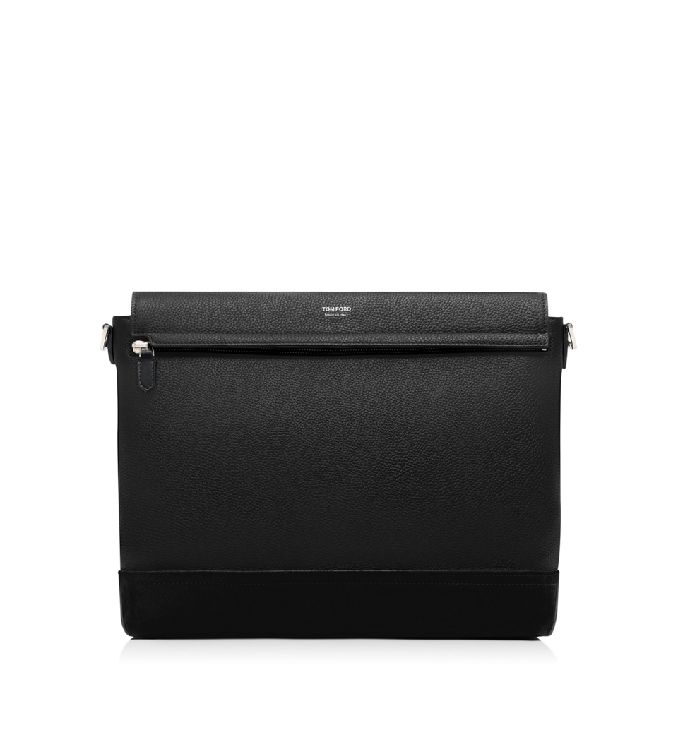 TOM FORD LEATHER AND SUEDE CHIC SPORT FLAP MESSENGER