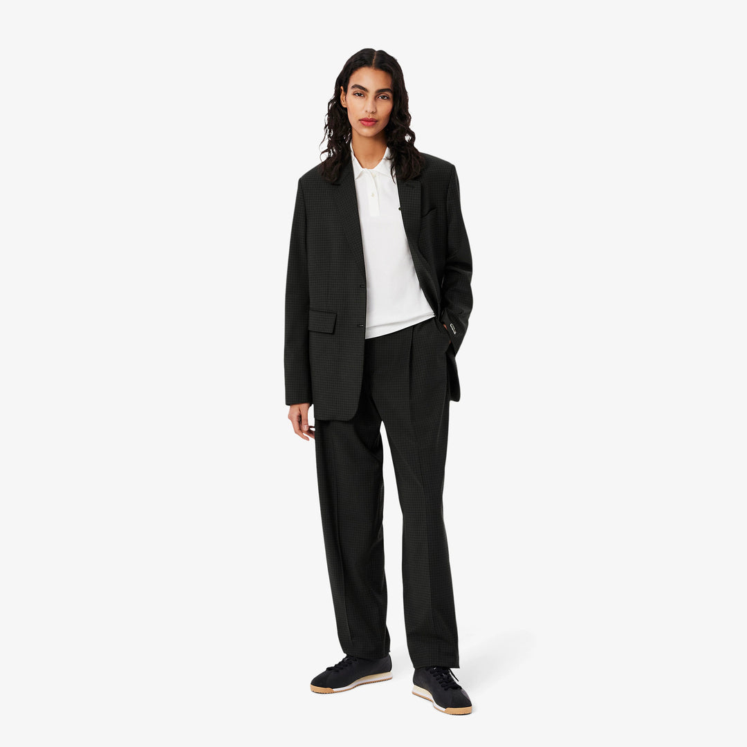 Lacoste Women's Wide Fit Darted Plaid Pants