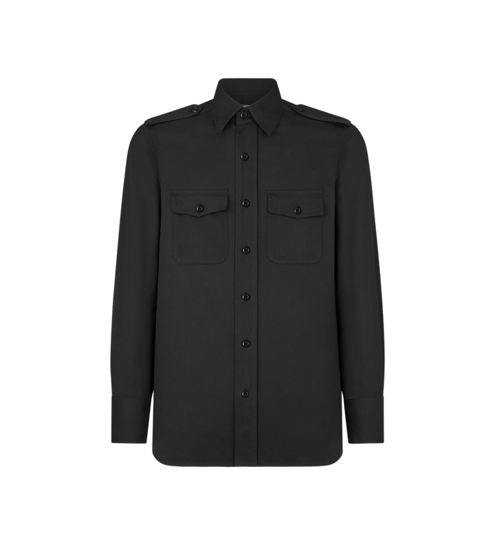 TOM FORD COTTON SILK FAILLE MILITARY SHIRT