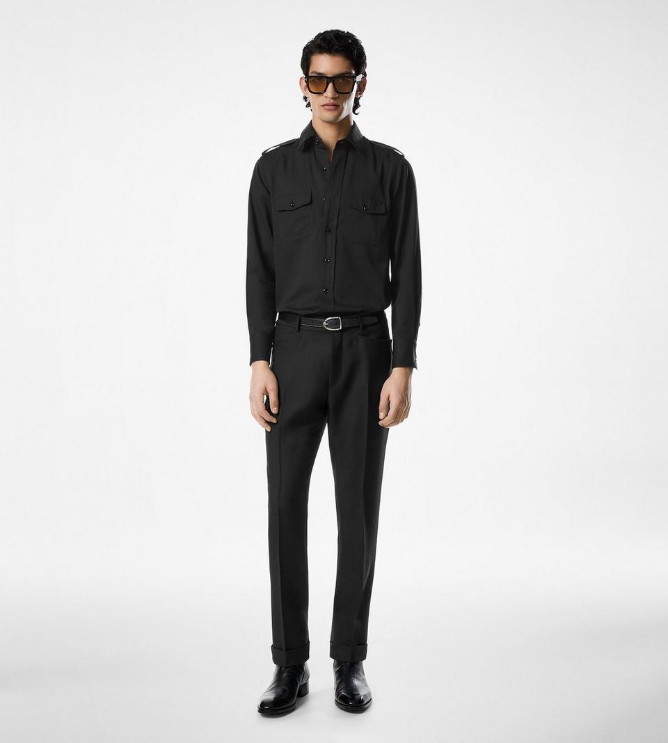 TOM FORD COTTON SILK FAILLE MILITARY SHIRT