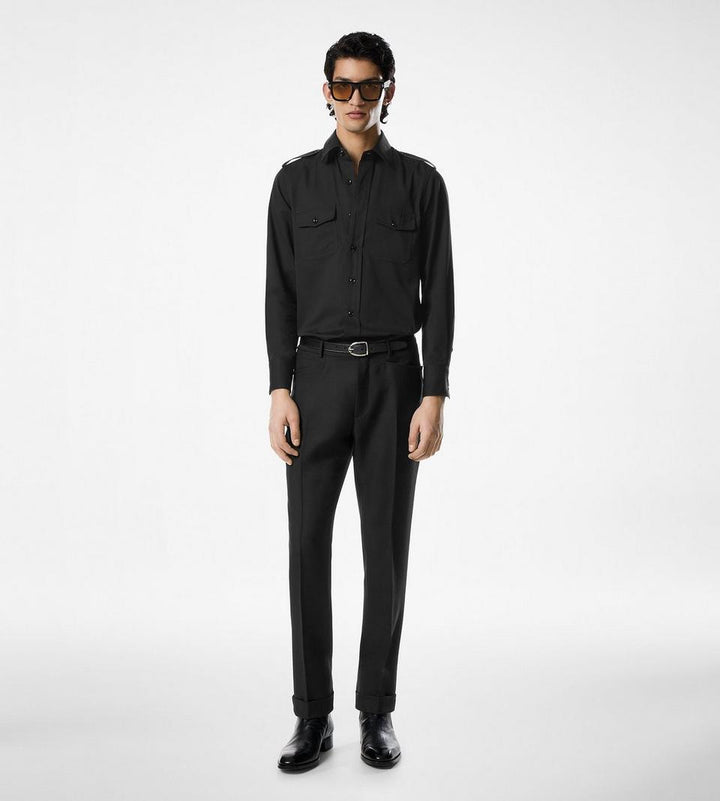 TOM FORD COTTON SILK FAILLE MILITARY SHIRT