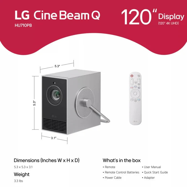 LG HU710PB LG CineBeam Q 4K UHD Smart Portable Laser Projector HU710PB