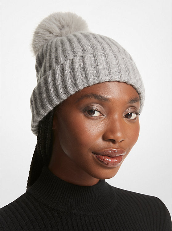 Michael Kors Ribbed Cashmere Beanie Hat