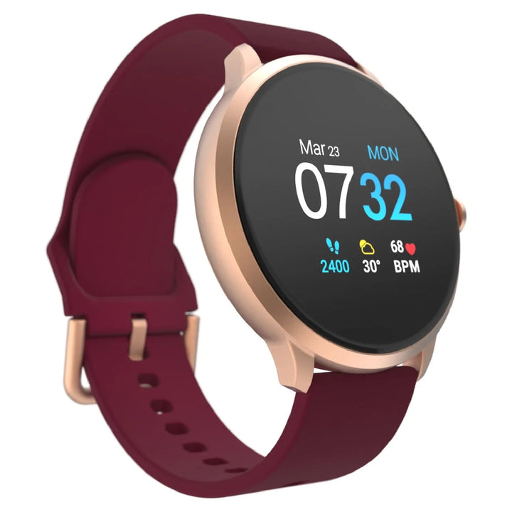 Itouch Sport 3 Smart Watch & Fitness Tracker, Women & Men, (43mm), Rosegold/Burgundy