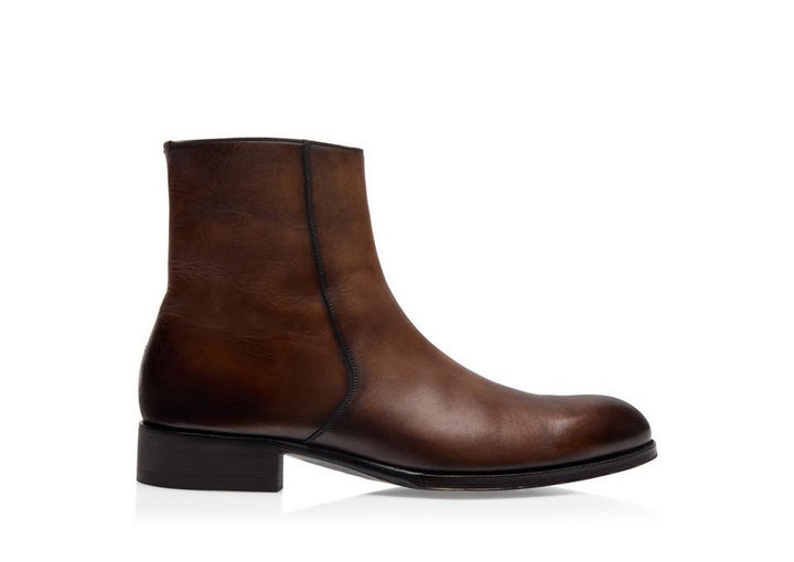 TOM FORD BURNISHED LEATHER EDGAR ZIP BOOT