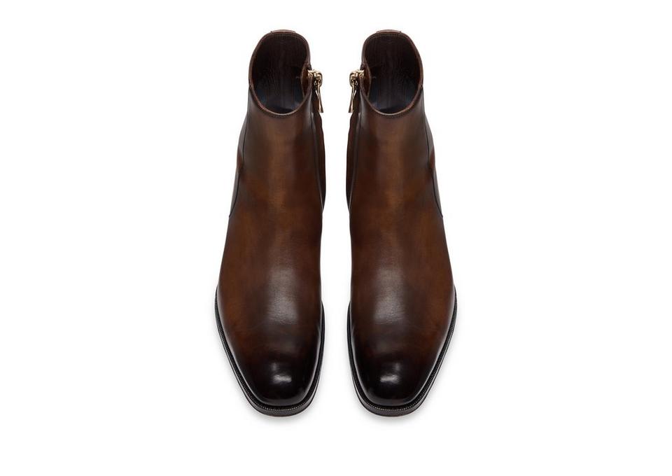 TOM FORD BURNISHED LEATHER EDGAR ZIP BOOT
