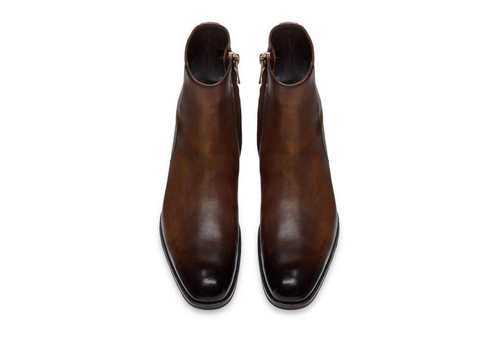 TOM FORD BURNISHED LEATHER EDGAR ZIP BOOT
