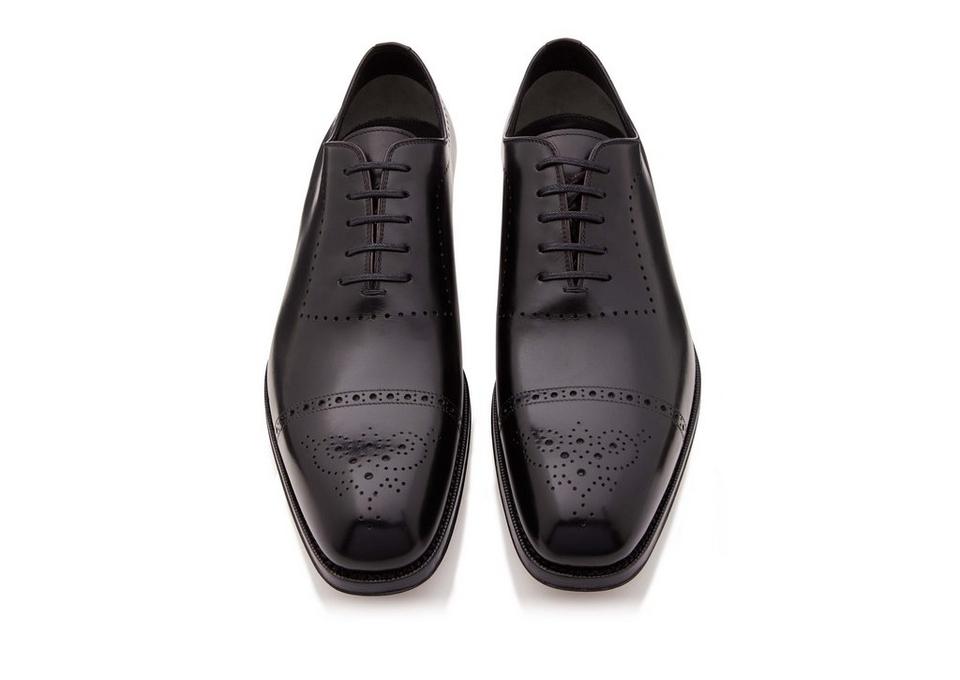 TOM FORD BURNISHED LEATHER EDGAR BROGUE LACE UP