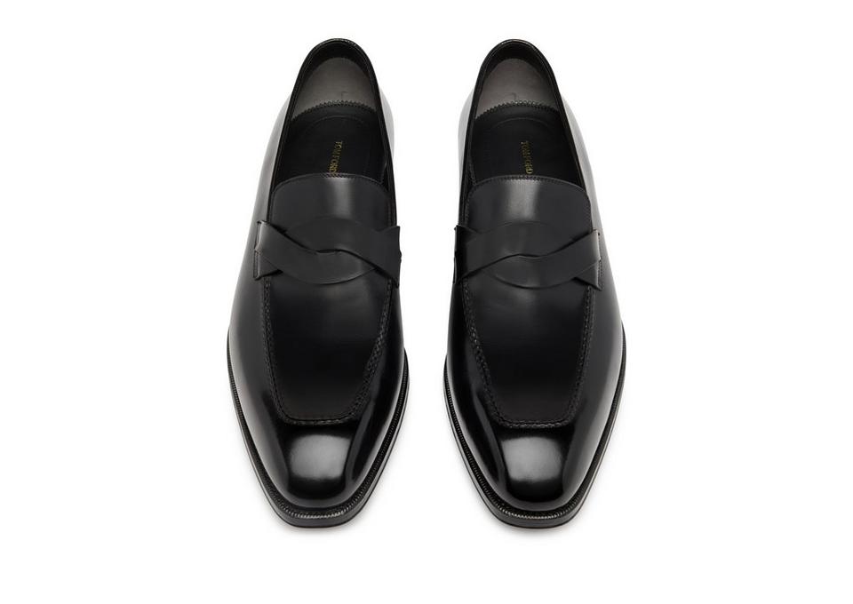 TOM FORD BURNISHED LEATHER ELKAN TWISTED BAND LOAFER