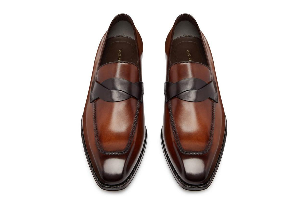 TOM FORD BURNISHED LEATHER ELKAN TWISTED BAND LOAFER