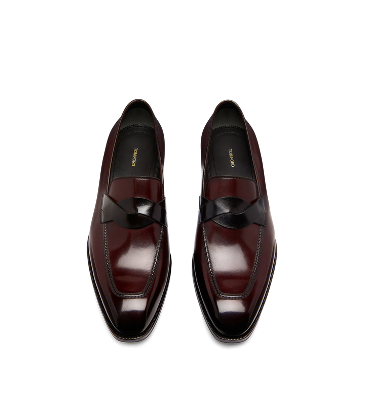 TOM FORD BURNISHED LEATHER ELKAN TWISTED BAND LOAFER