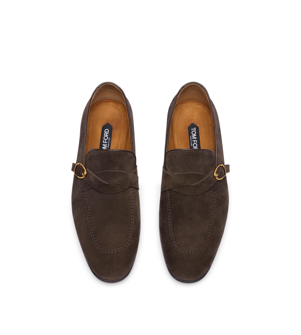 TOM FORD SUEDE GIGI TWISTED BAND BUCKLE LOAFER