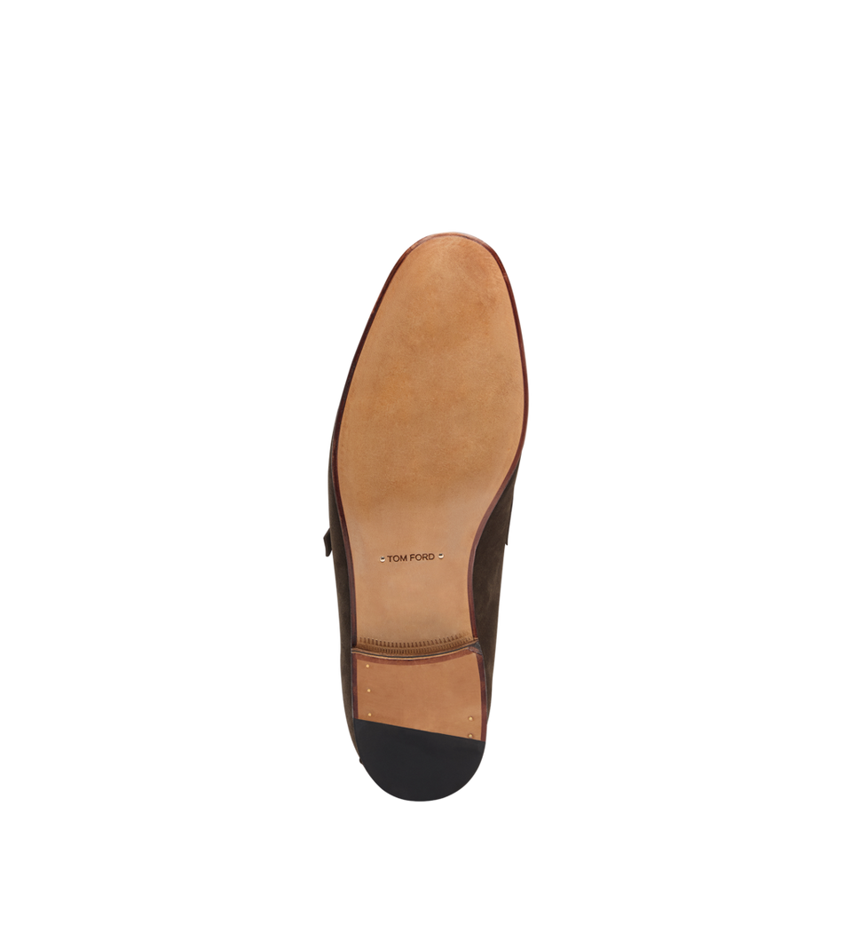 TOM FORD SUEDE GIGI TWISTED BAND BUCKLE LOAFER