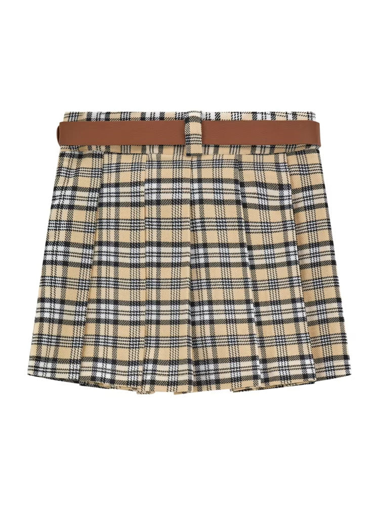 Guess Twill Plaid Pleated Mini Skirt (7-16)