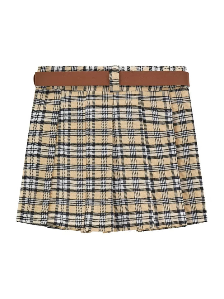 Guess Twill Plaid Pleated Mini Skirt (7-16)