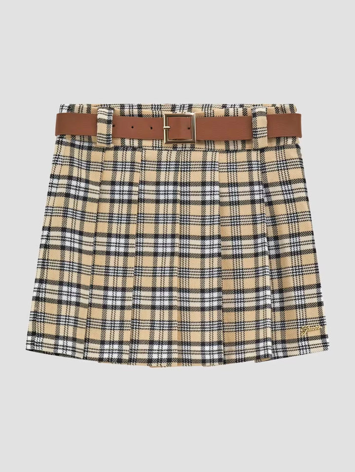 Guess Twill Plaid Pleated Mini Skirt (7-16)