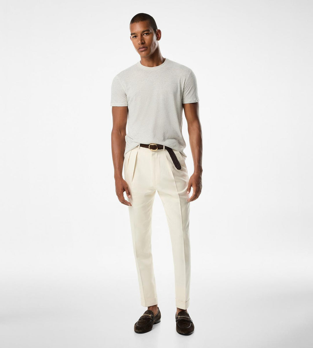 TOM FORD COTTON BLEND MELANGE CREW NECK T-SHIRT