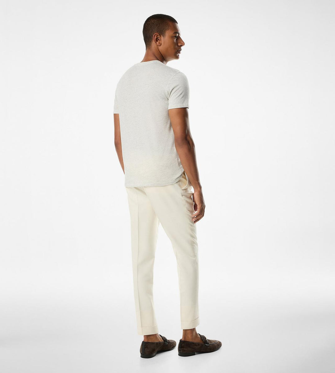 TOM FORD COTTON BLEND MELANGE CREW NECK T-SHIRT