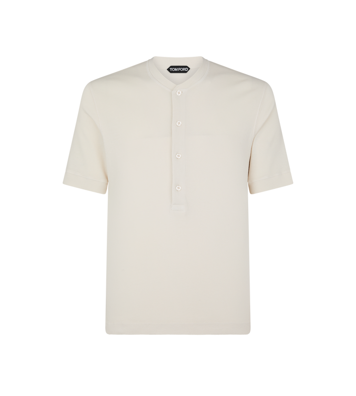 TOM FORD SHORT SLEEVE COTTON MODAL RIB HENLEY