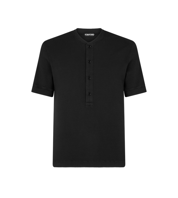 Tom Ford SHORT SLEEVE COTTON MODAL RIB HENLEY