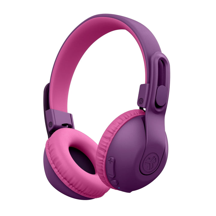 JLab JBuddies Studio 2 On-Ear Kids Wireless Headphones, Purple/Pink, Volume Safe, Folding, Adjustable, Noise Isolation, Mic