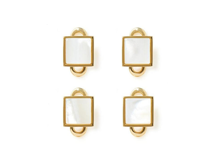 TOM FORD GOLD AND PEARL SQUARE STUDS