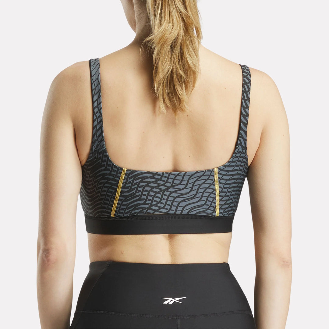 Reebok Women's Hype Pack Blocked Allover Print Bralette