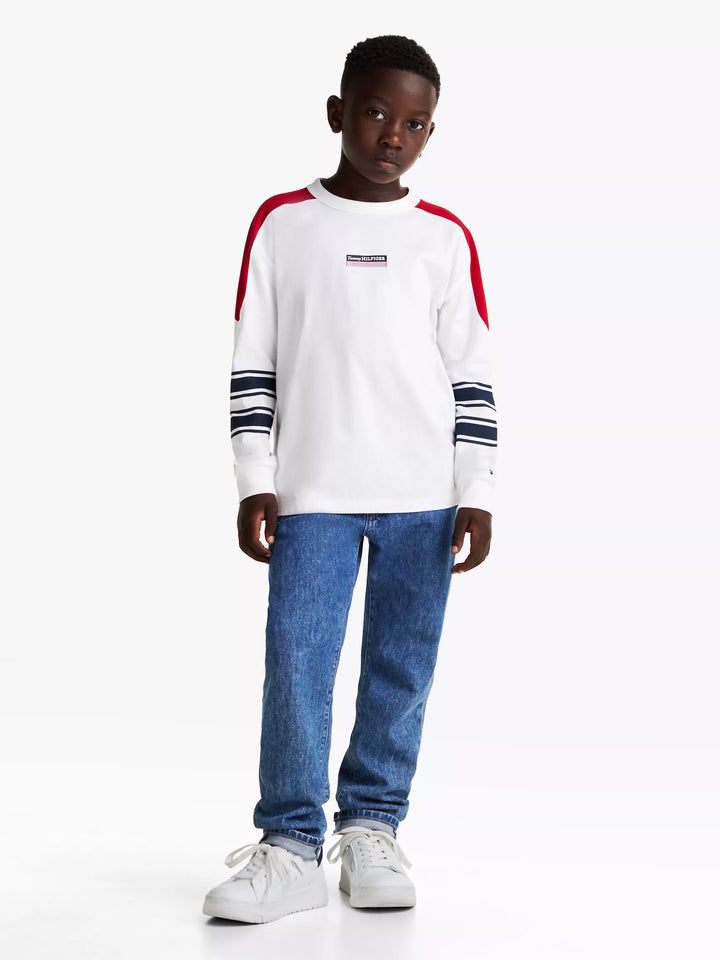Tommy Hilfiger Kids' Stripe Monotype Logo T-Shirt