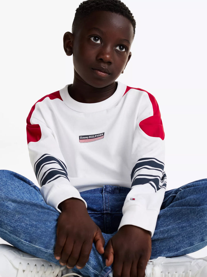 Tommy Hilfiger Kids' Stripe Monotype Logo T-Shirt